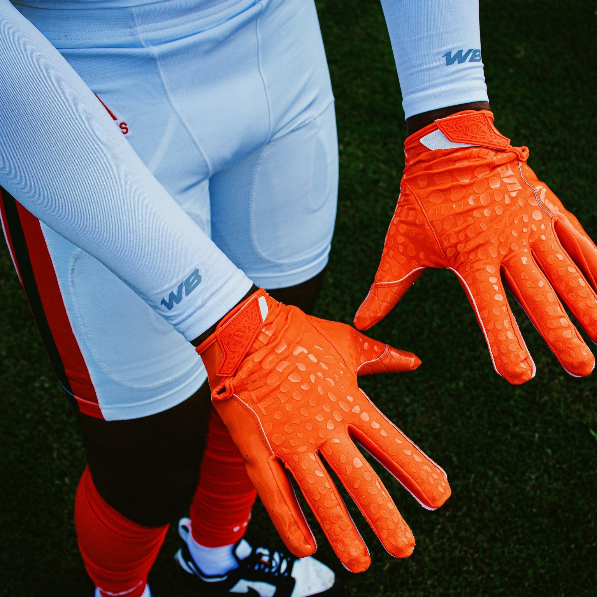 Blue and orange football gloves online