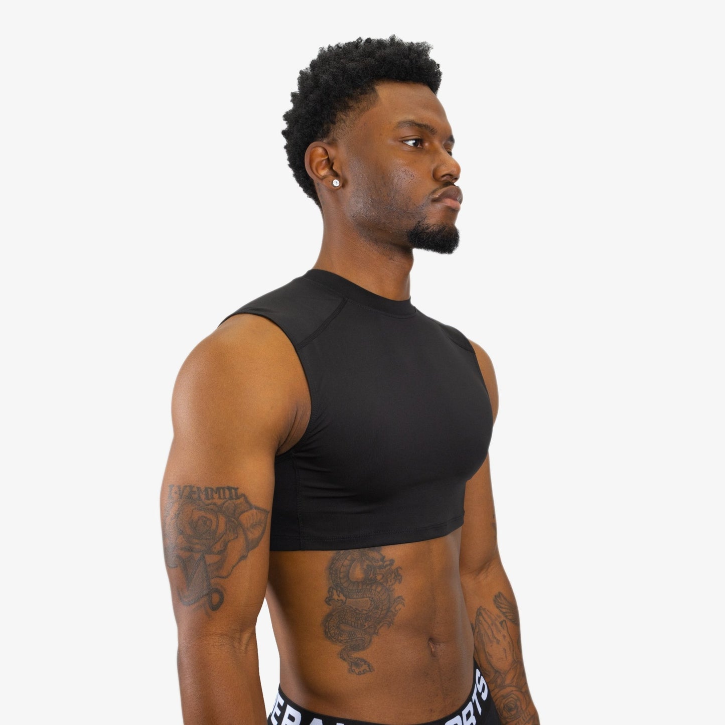 COMPRESSION CROP TANK TOP (BLACK) - We Ball Sports
