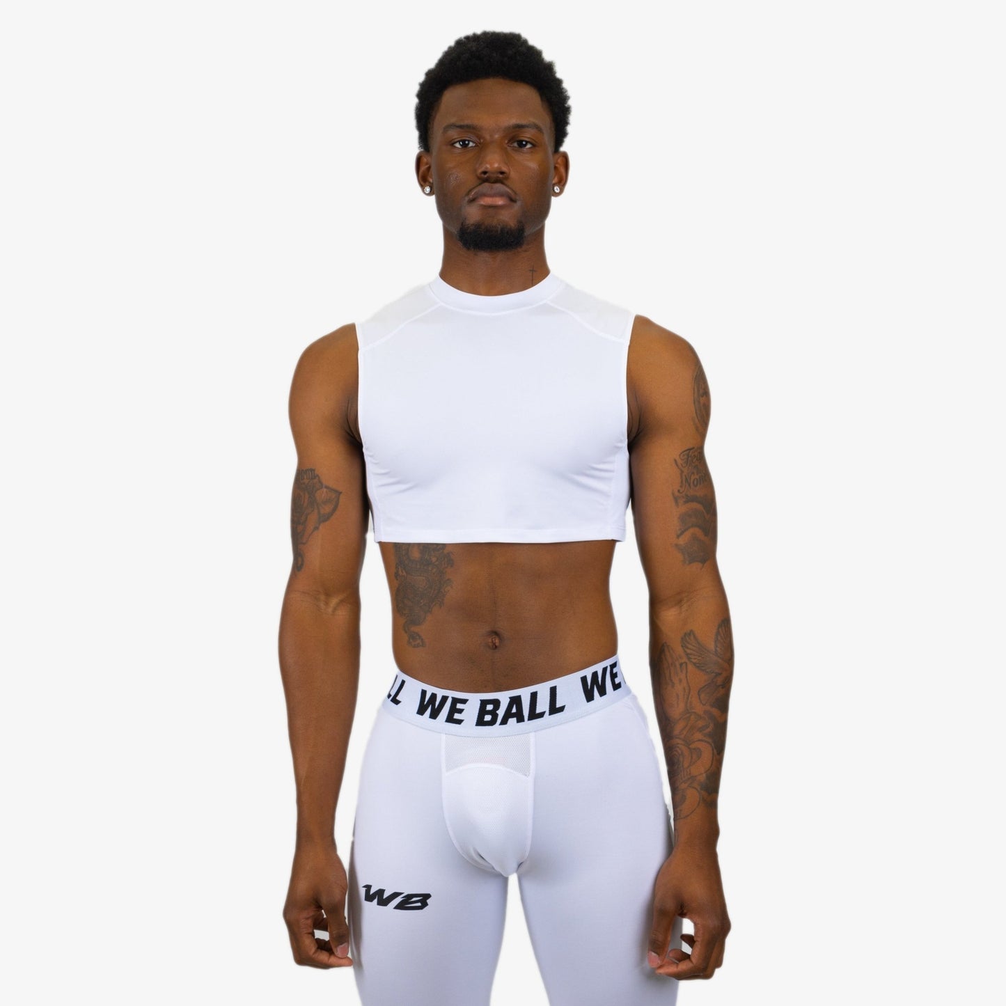 COMPRESSION CROP TANK TOP (WHITE) - We Ball Sports