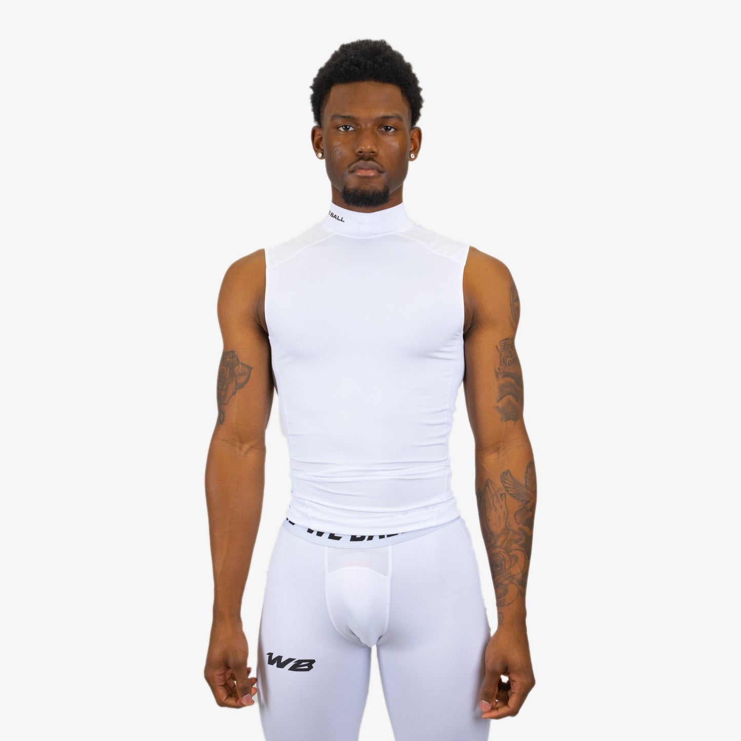 COMPRESSION TURTLE NECK TANK TOP V2 (WHITE) - We Ball Sports