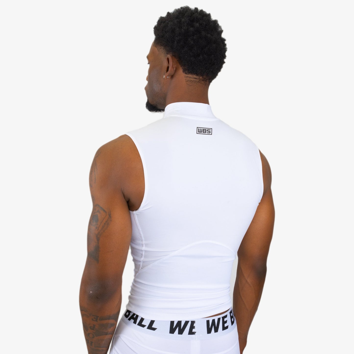COMPRESSION TURTLE NECK TANK TOP V2 (WHITE) - We Ball Sports