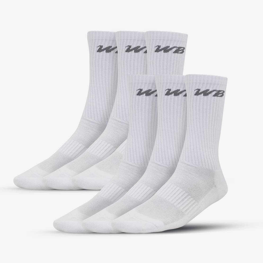 EVERYDAY TRAINING CREW SOCKS (WHITE, 6-PACK) - We Ball Sports