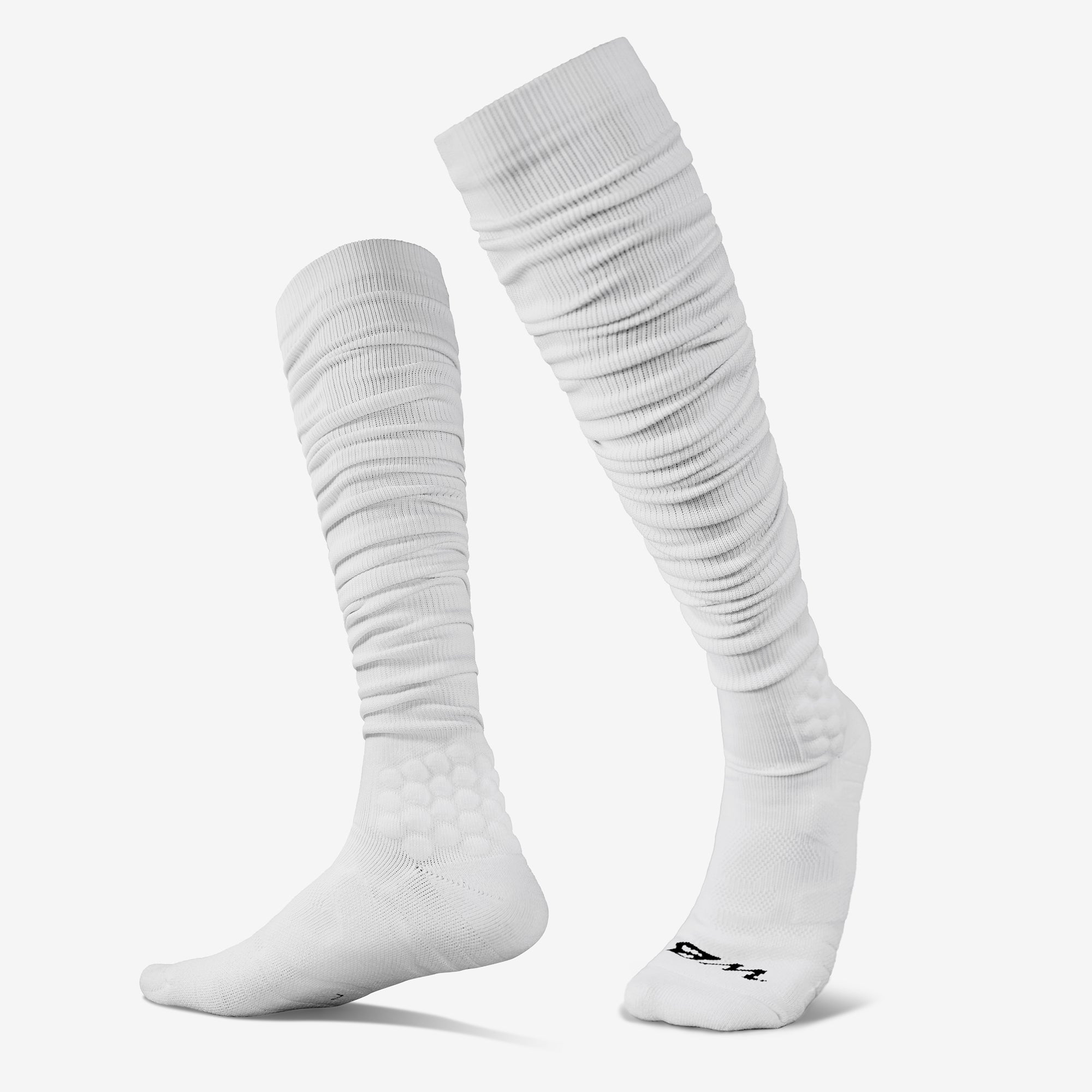 Extra Long, Over the Knee Padded Football Scrunch Socks (White