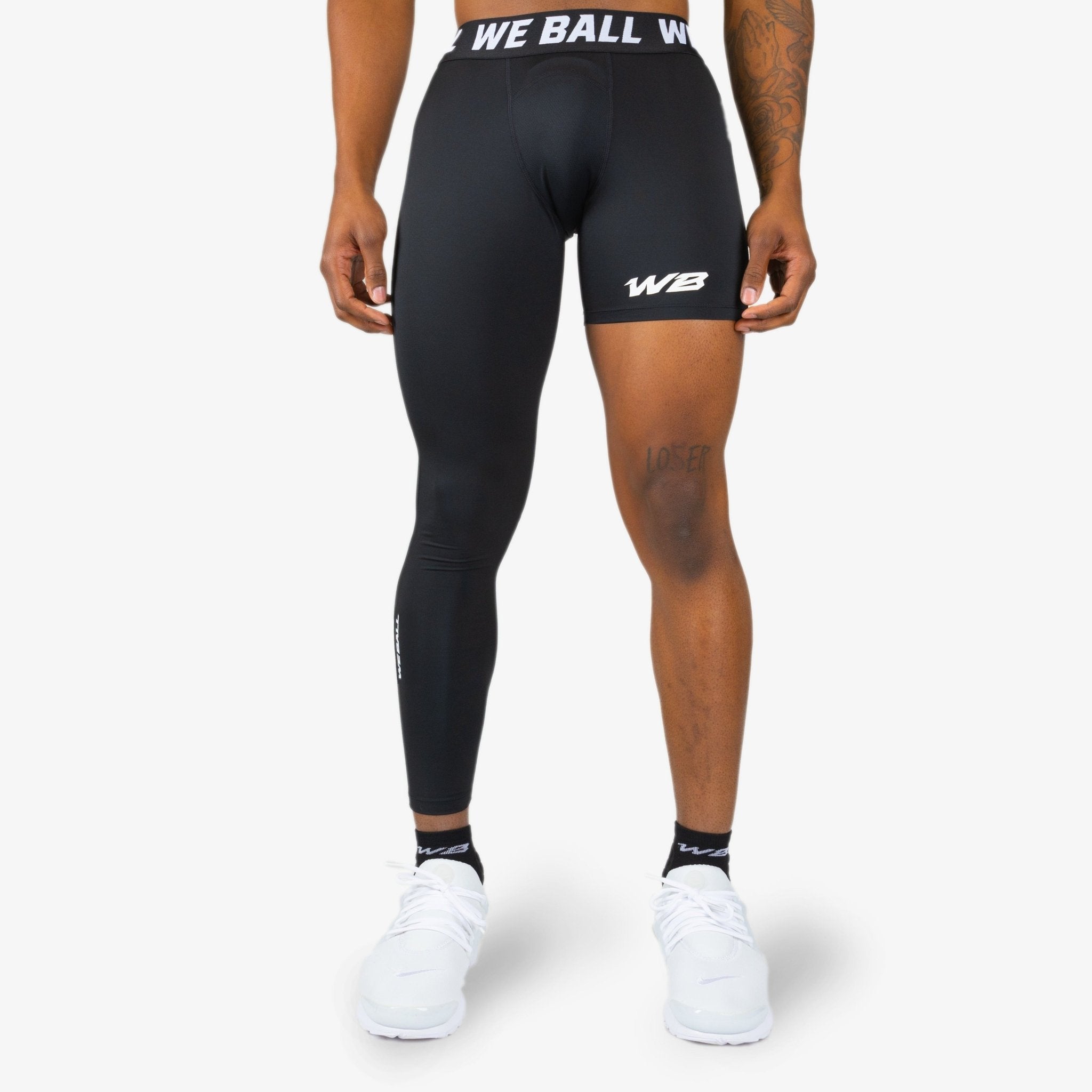 We Ball Sports Athletic Men's Single Leg Sports Tights | One Leg  Compression Base Layer Leggings for Men (Black, FULL M)