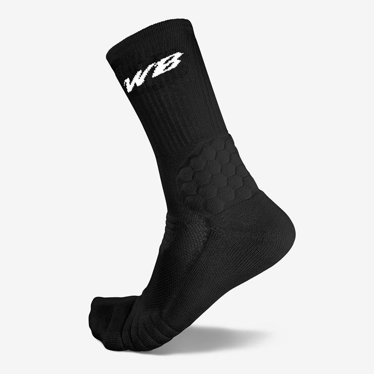 PADDED CREW SOCKS (BLACK) - We Ball Sports