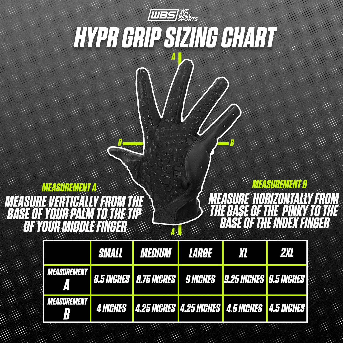 WE BALL SPORTS HYPR-GRIP FOOTBALL GLOVES (VOLT GREEN) - We Ball Sports