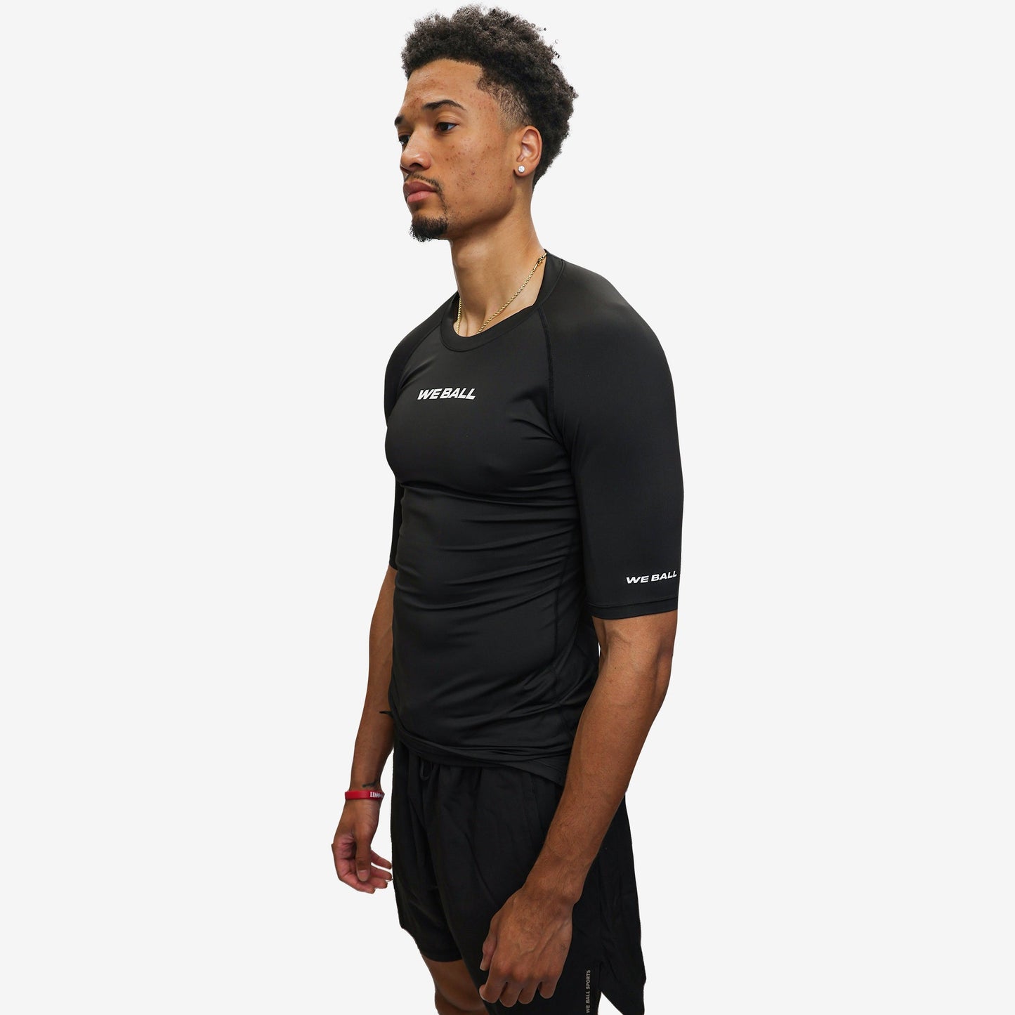 COMPRESSION HALF SLEEVE T - SHIRT (BLACK) - We Ball Sports