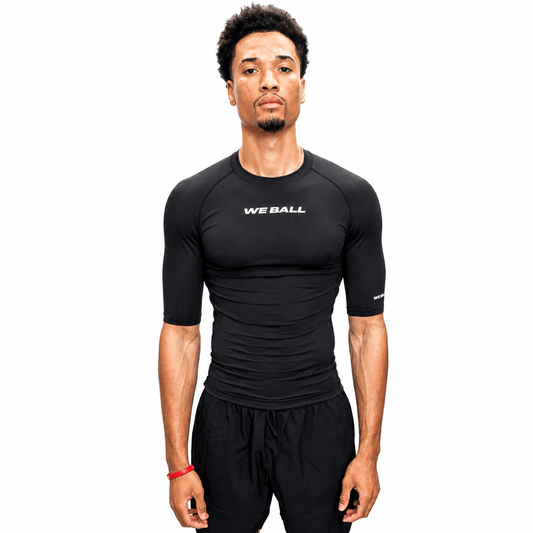 COMPRESSION HALF SLEEVE T-SHIRT (BLACK) - We Ball Sports