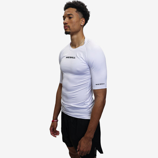 COMPRESSION HALF SLEEVE T - SHIRT (WHITE) - We Ball Sports