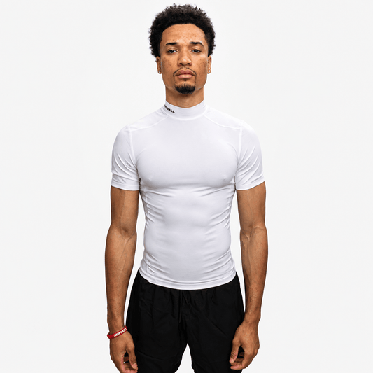 COMPRESSION TURTLE NECK T SHIRT (WHITE) - We Ball Sports