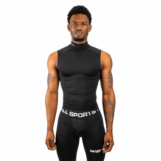COMPRESSION TURTLE NECK TANK TOP V2 (BLACK) - We Ball Sports