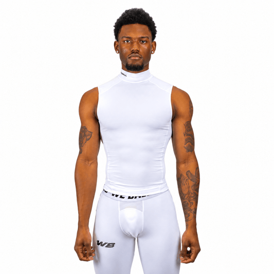 COMPRESSION TURTLE NECK TANK TOP V2 (WHITE) - We Ball Sports