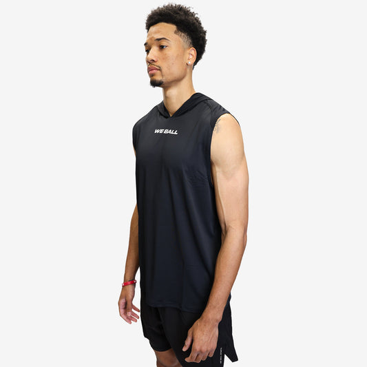 LIGHTWEIGHT WBTECH™ CUT - OFF HOODIE (BLACK) - We Ball Sports