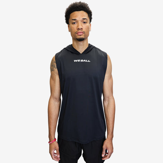 LIGHTWEIGHT WBTECH™ CUT - OFF HOODIE (BLACK) - We Ball Sports