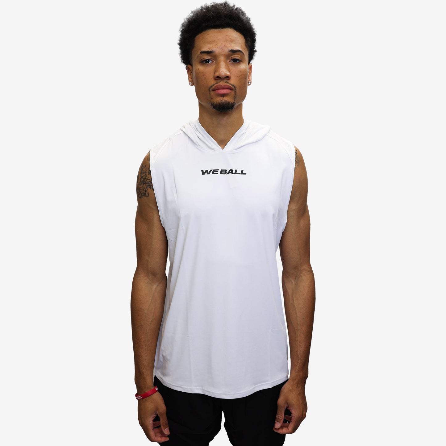 LIGHTWEIGHT WBTECH™ CUT - OFF HOODIE (WHITE) - We Ball Sports