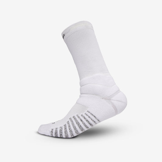 PADDED GRIP CREW SOCKS (WHITE) - We Ball Sports