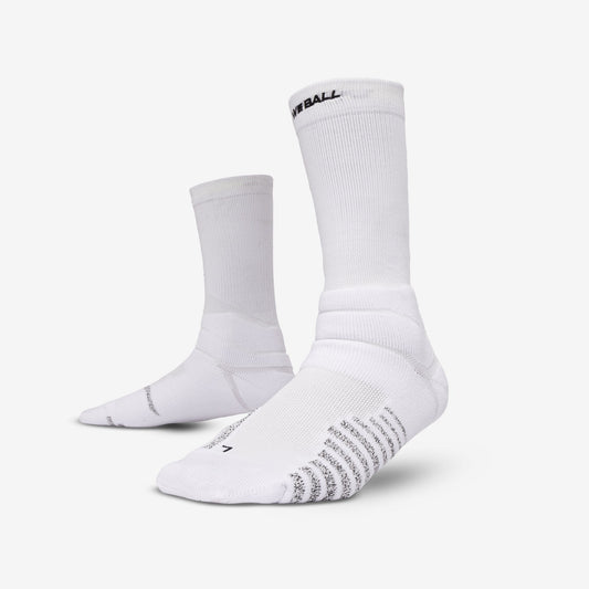 PADDED GRIP CREW SOCKS (WHITE) - We Ball Sports