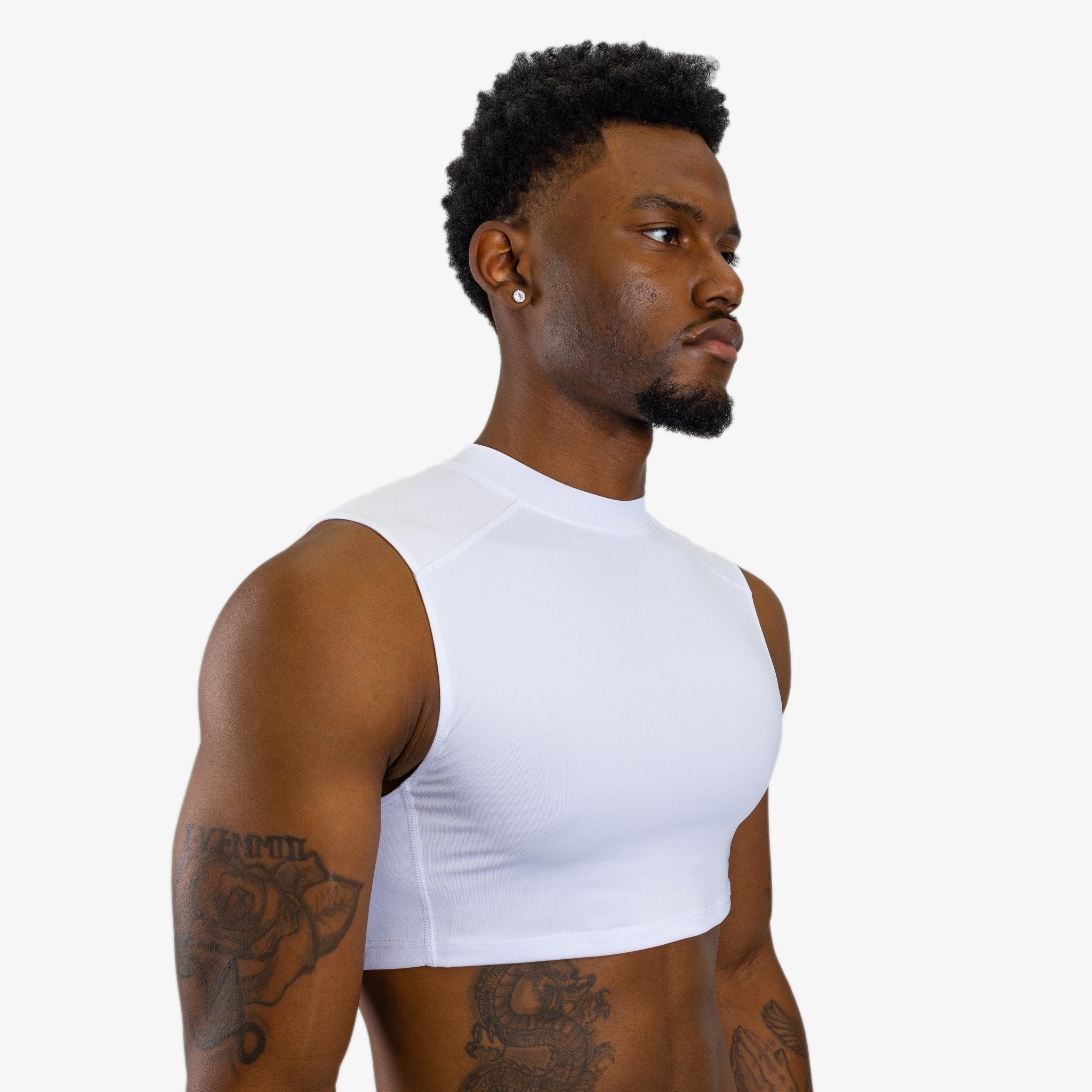 COMPRESSION CROP TANK TOP (WHITE) – We Ball Sports - Main Image