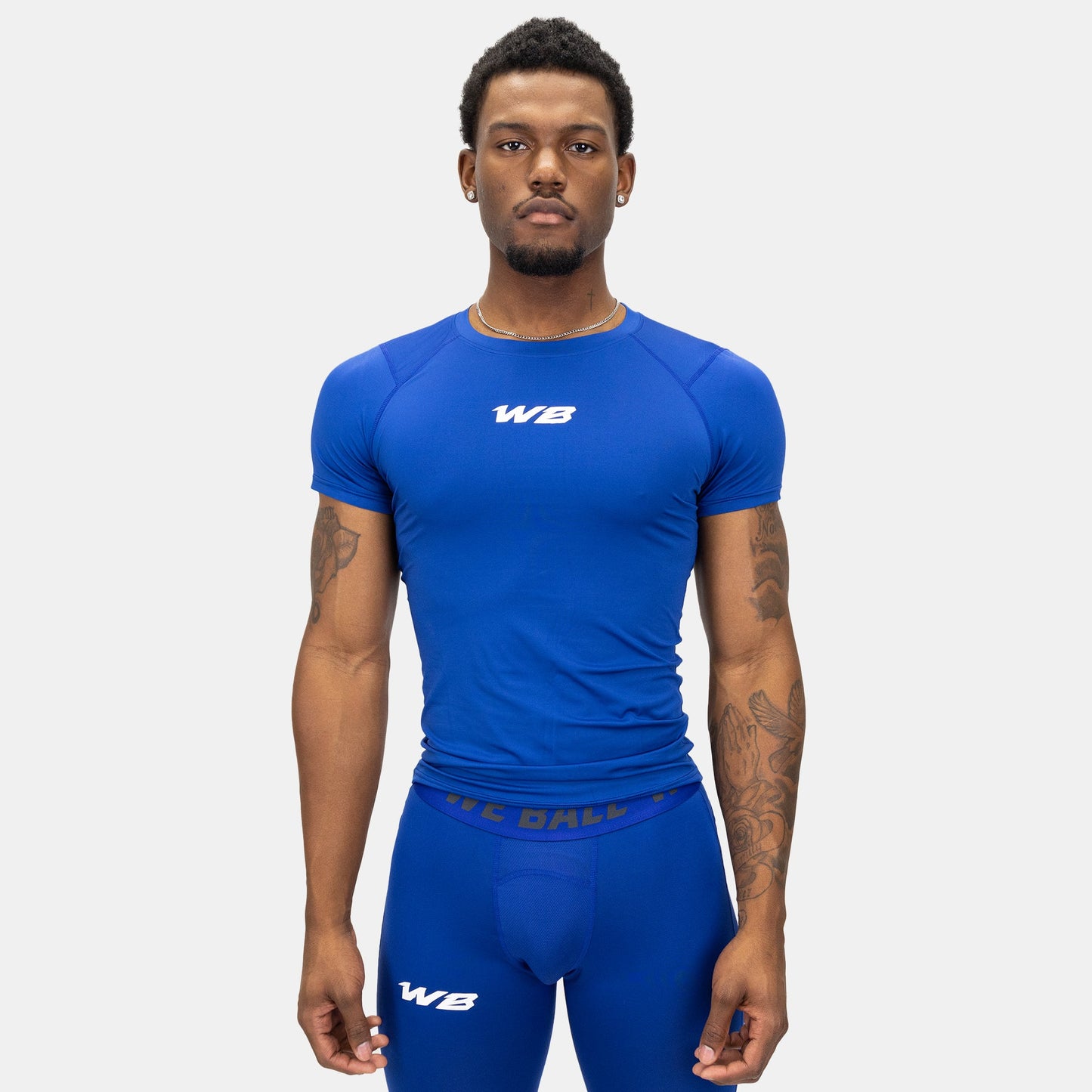 COMPRESSION SHORT SLEEVE T-SHIRT (BLUE) - We Ball Sports