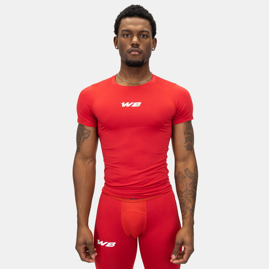 COMPRESSION SHORT SLEEVE T-SHIRT (RED) - We Ball Sports