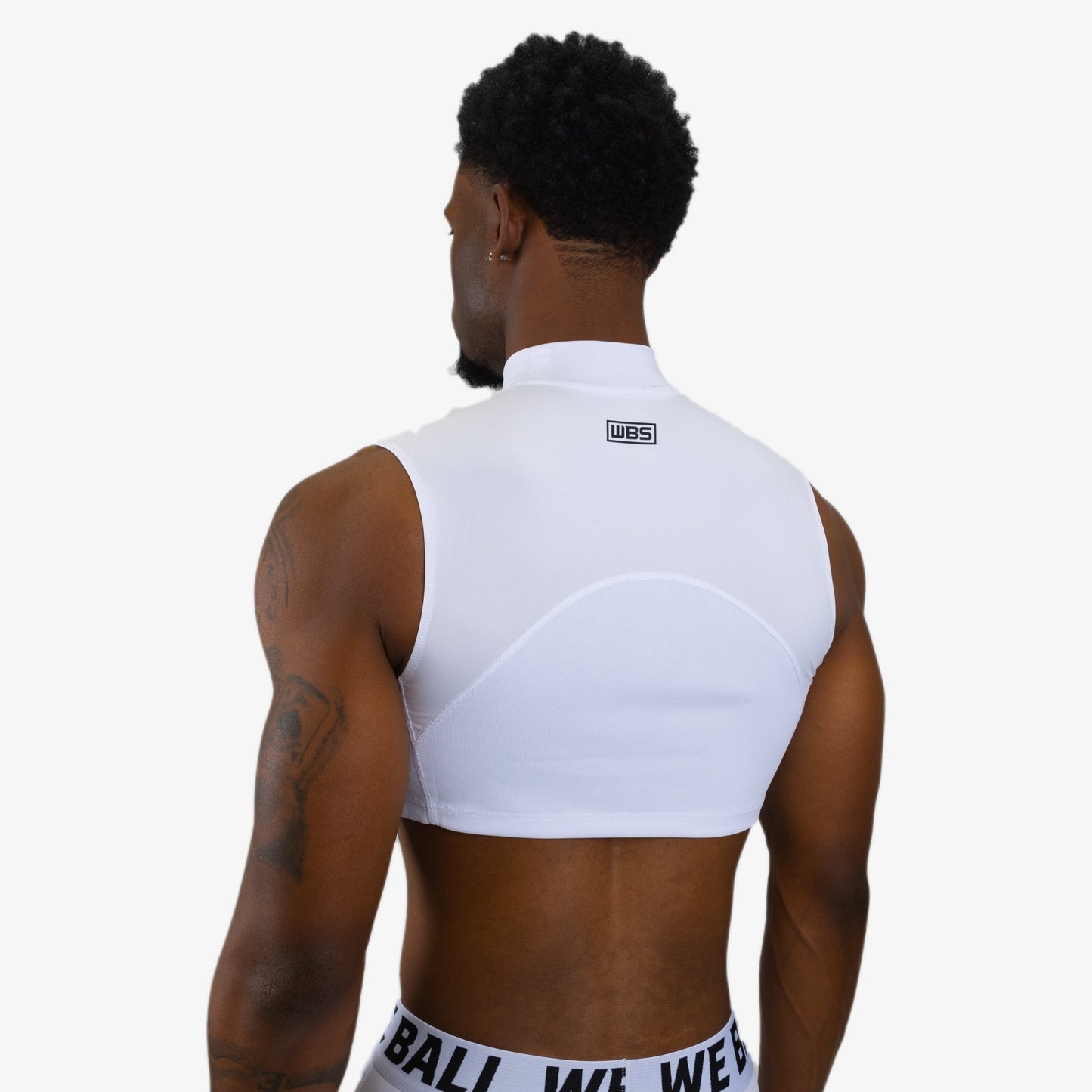 COMPRESSION TURTLE NECK CROP TANK TOP (WHITE) - We Ball Sports