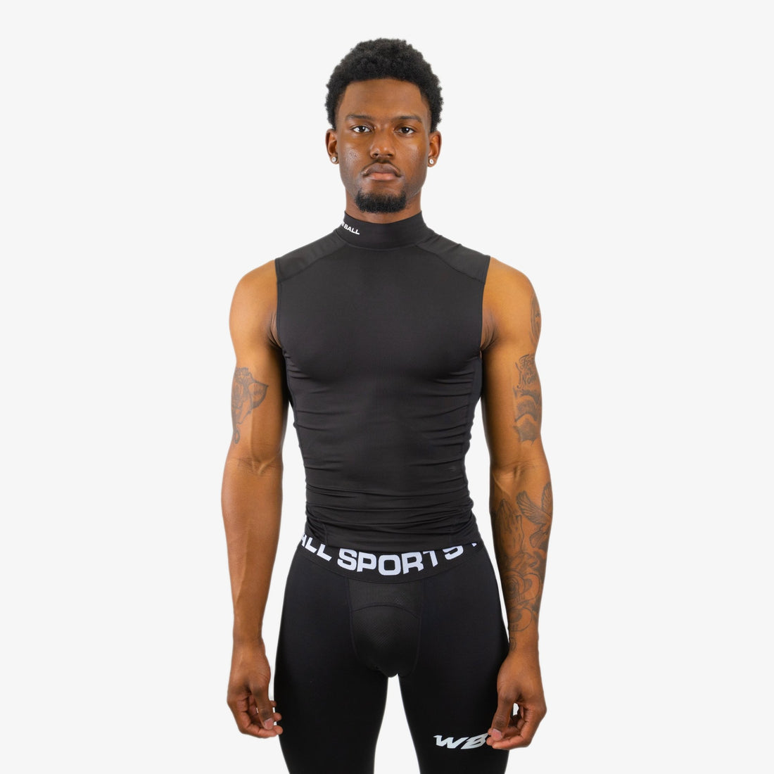 We Ball Sports Compression Turtle Neck Tank Top (Black)