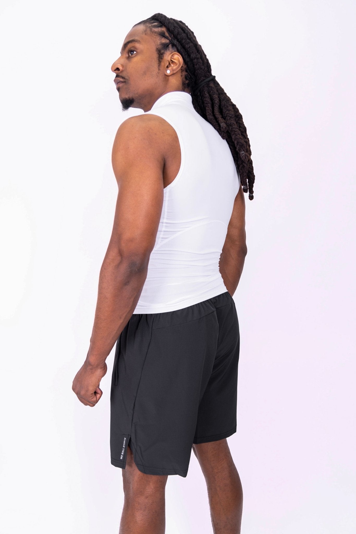 COMPRESSION TURTLE NECK TANK TOP [WHITE] - We Ball Sports