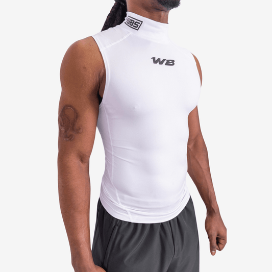 COMPRESSION TURTLE NECK TANK TOP (WHITE) - We Ball Sports