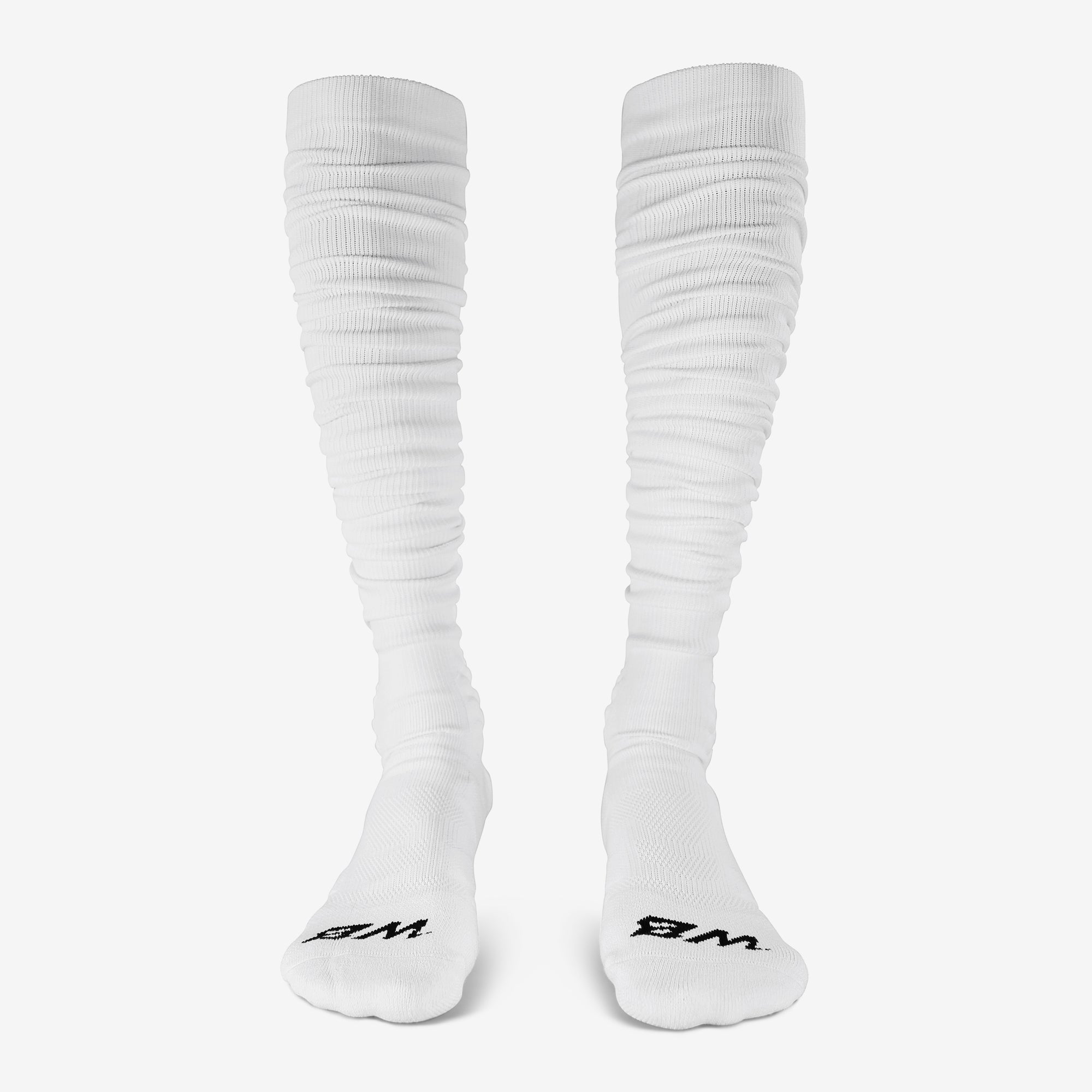 Extra Long, Over the Knee Padded Football Scrunch Socks (White) – We Ball  Sports
